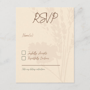 Invitaciones a bodas rusticas, tarjeta RSVP, marró
