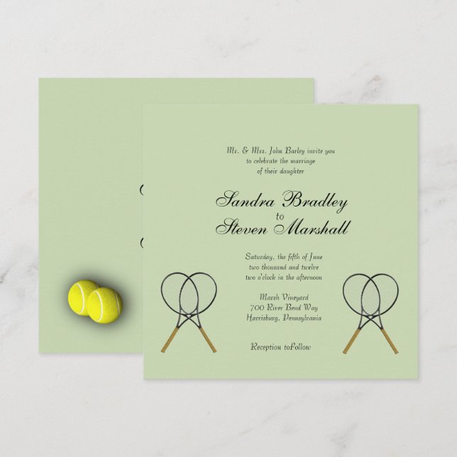 Invitaciones a bodas sobre temas deportivos de ten (Anverso / Reverso)
