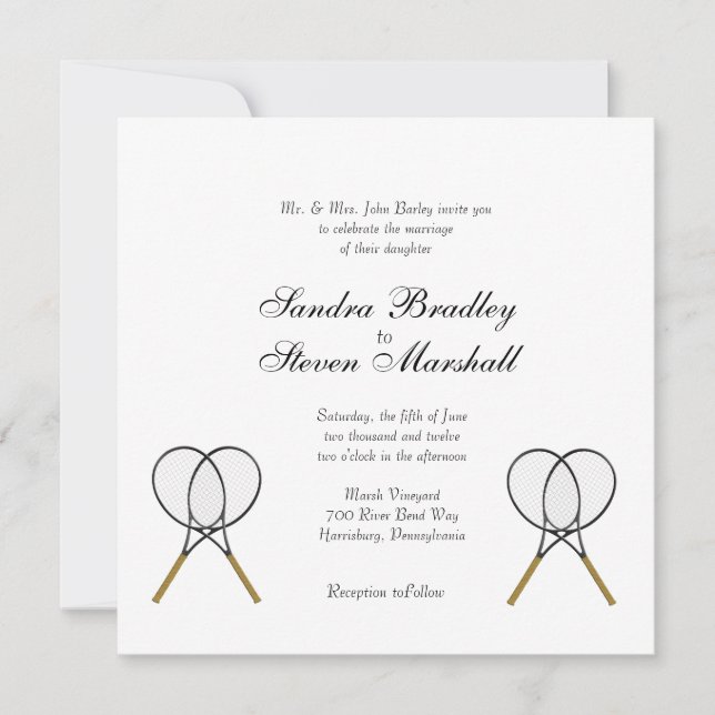 Invitaciones a bodas sobre temas deportivos de ten (Anverso)