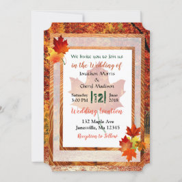 Invitaciones a bodas temáticas de árboles de otoño