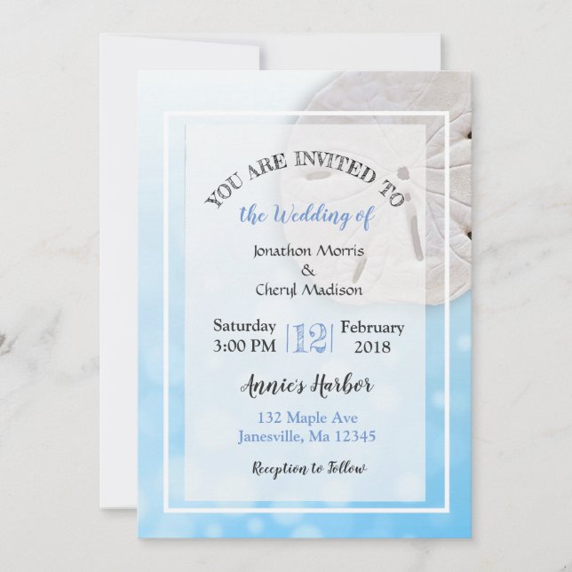 Invitaciones a bodas temáticas de la playa del dól (Anverso)