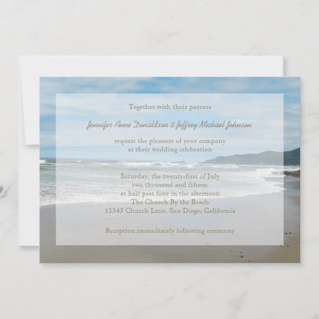 Invitaciones a bodas temáticas de playa, playa de  (Anverso)