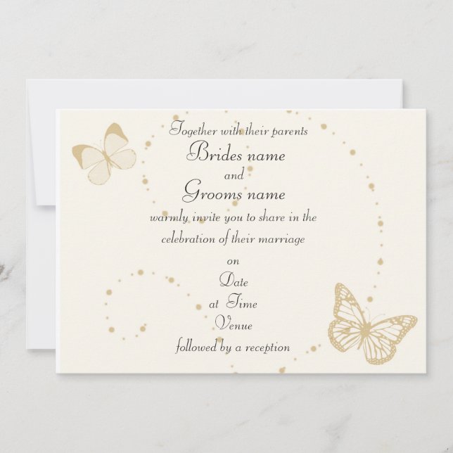 Invitaciones a bodas temáticas sobre mariposas de  (Anverso)