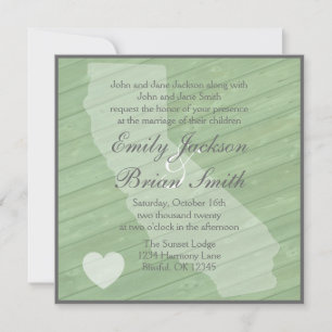 Invitaciones a bodas verdes de California en mader