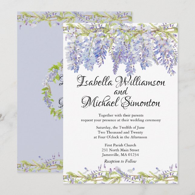 Invitaciones a Boho Purple Floral Wedding (Anverso / Reverso)