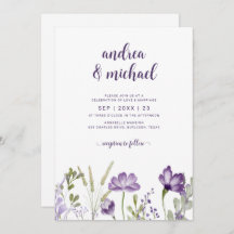 Invitaciones a Boho Purple Wildflowers para la Bod