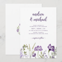 Invitaciones a Boho Purple Wildflowers para la Bod