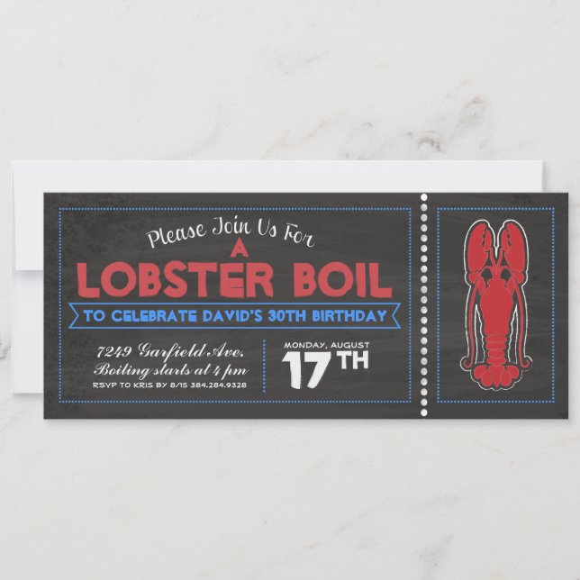Invitaciones a Boil de langosta (Anverso)