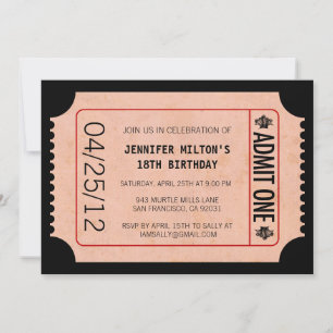Invitaciones a boletos de películas