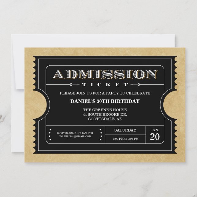 Invitaciones a boletos negros (Anverso)