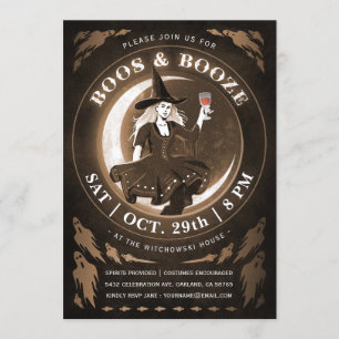 Invitaciones a Boos y Booze Halloween