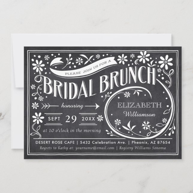 Invitaciones a Brunch de novias | Placa floral (Anverso)