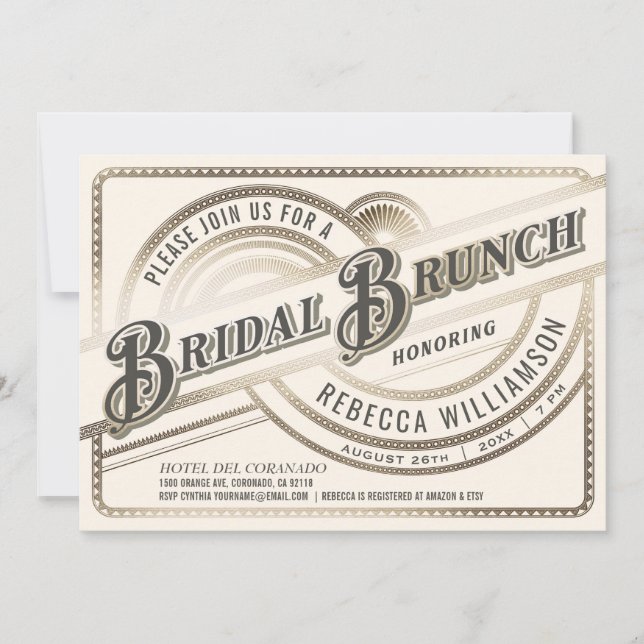 Invitaciones a Brunch de novias - Relieve metaliza (Anverso)