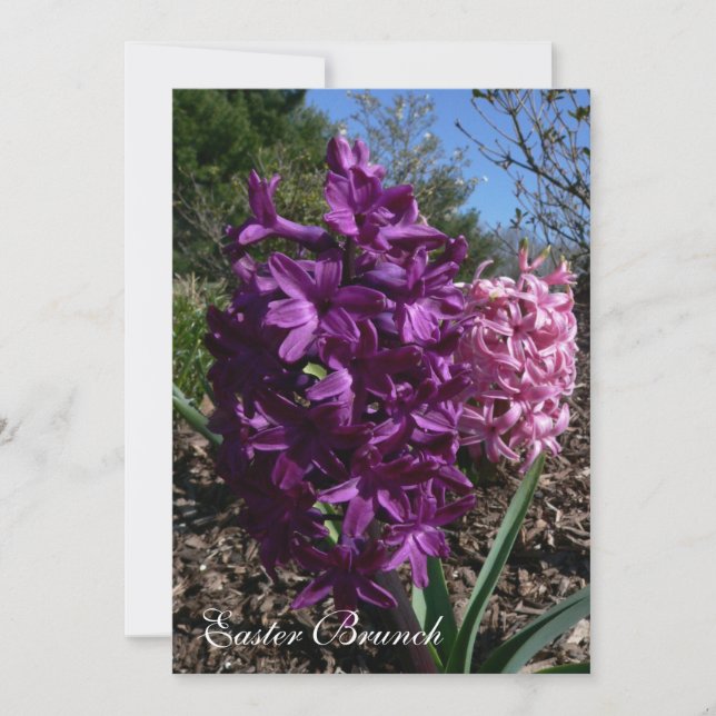 Invitaciones a Brunch de Pascua de Flor Morada (Anverso)