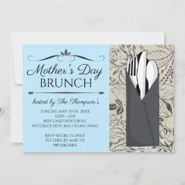 Invitaciones a Brunch del Día de la Madre (Azul)
