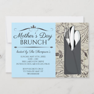Invitaciones a Brunch del Día de la Madre (Azul)
