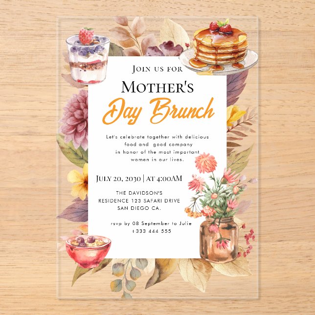 Invitaciones a Brunch del Día de la Madre de una f (Anverso)