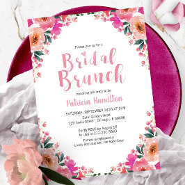Invitaciones a Brunch nupcial Floral rosa caliente