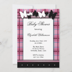Invitaciones a Butterflies & Plaid Baby Shower