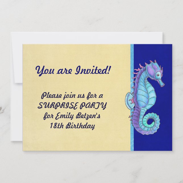 Invitaciones a caballitos de mar azules (Anverso)