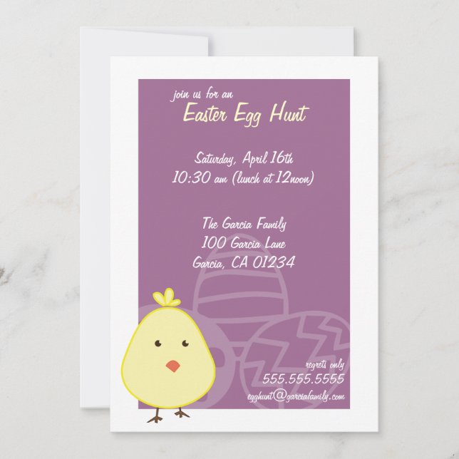 Invitaciones a cacería de huevos para bebé de poll (Anverso)