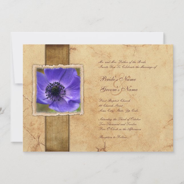 Invitaciones a casamiento con cosechas de adormide (Anverso)