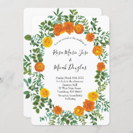 Invitaciones a casamiento con flores por naranja P