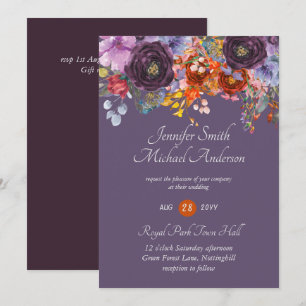 Invitaciones a casamiento con flores rosadas de Na