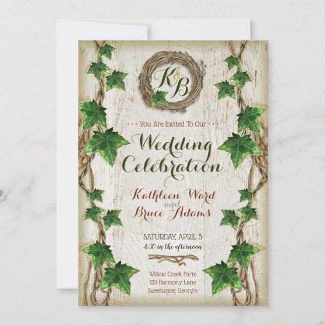 Invitaciones a casamiento con marfil y marfil - Co (Anverso)