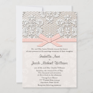 Invitaciones a casamiento de encaje de época monog