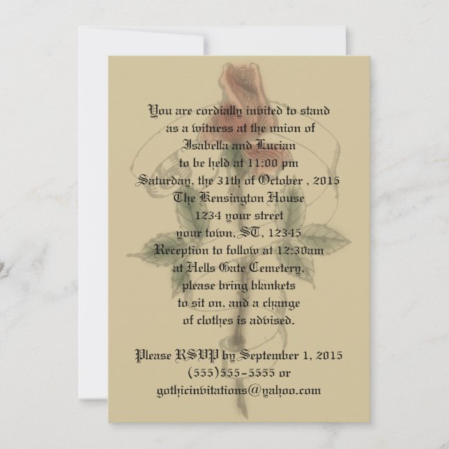 Invitaciones a casamiento de Gótico de pancartas d (Anverso)