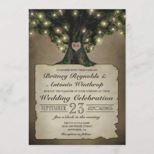 Invitaciones a casamiento de roble de abuelo vinta