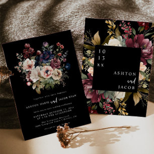 Invitaciones a casamiento floral de Bodas oscuros