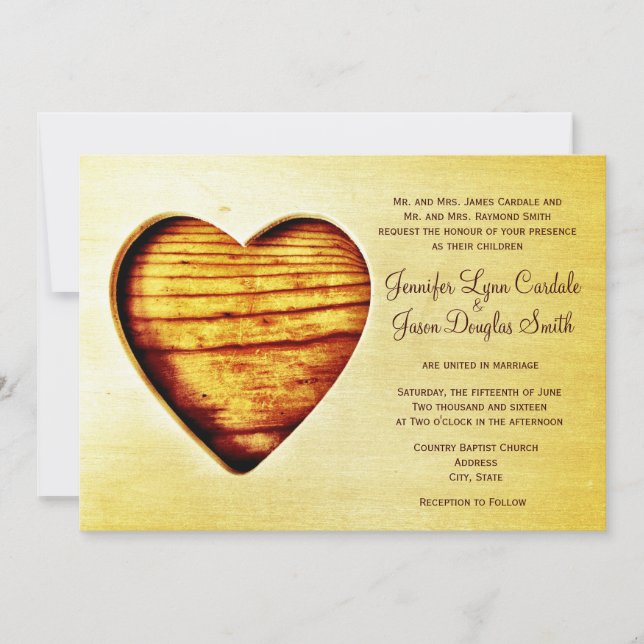 Invitaciones a casamiento rústico en casa de campo (Anverso)