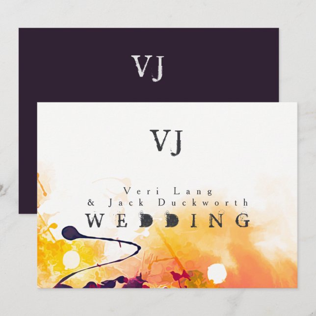Invitaciones a casar con Naranjas púrpura urbanos (Anverso / Reverso)