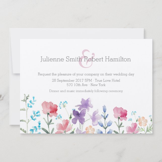 Invitaciones a casar de flores silvestres de bonit (Anverso)