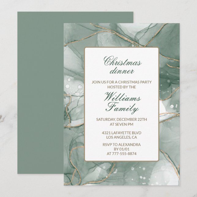 Invitaciones a cena de fiesta de Navidad elegantes (Anverso / Reverso)