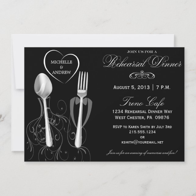 Invitaciones a cenas de Bodas de mesa y mesa (Anverso)