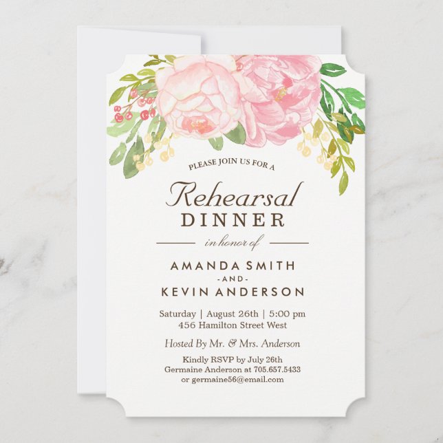 Invitaciones a cenas de ensayo de pueblos rosados (Anverso)