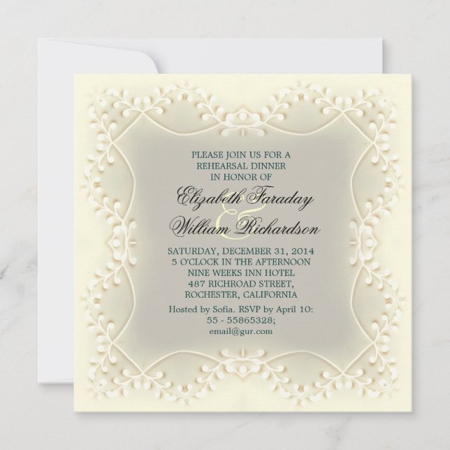 invitaciones a cenas de ensayo elegantes (Anverso)