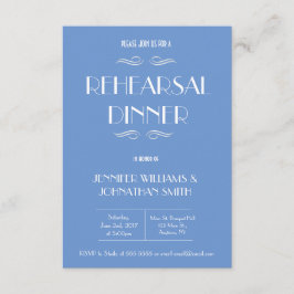 Invitaciones a cenas de ensayo en blanco y azul