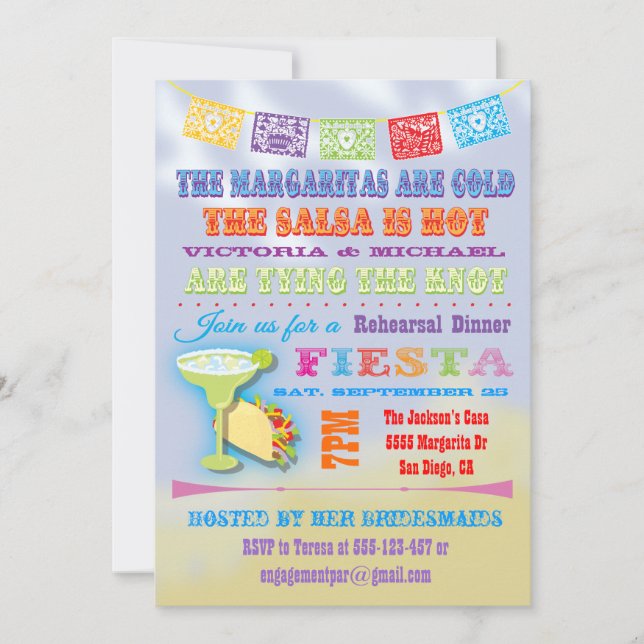 Invitaciones a cenas de ensayo mexicano de Fiesta (Anverso)