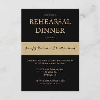 Invitaciones a cenas de ensayo moderno en negro y