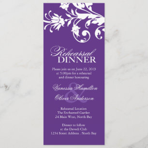 Invitaciones a cenas de ensayo púrpura