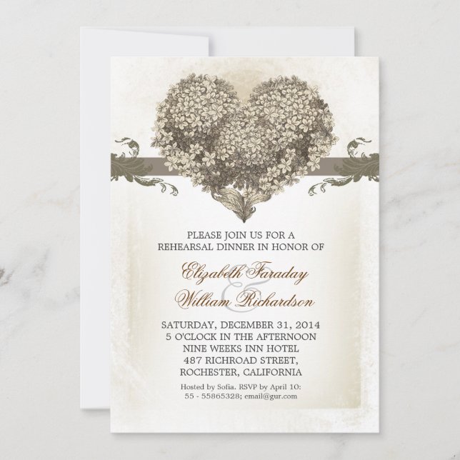 invitaciones a cenas de ensayo vintage (Anverso)