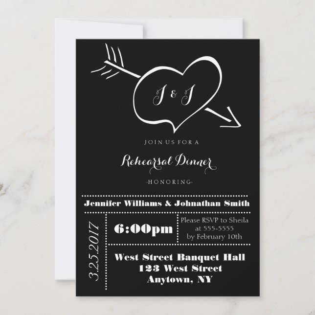 Invitaciones a cenas de ensayos de tipografía card (Anverso)