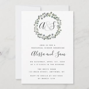 Invitaciones a cenas de monograma de verde