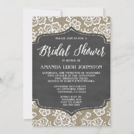 Invitaciones a Chalkboard Burlap & Lace Bridal Sho