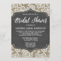Invitaciones a Chalkboard Burlap & Lace Bridal Sho