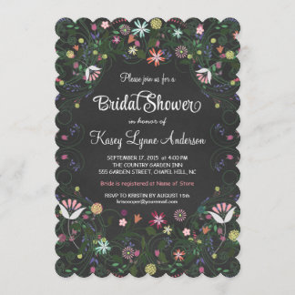 Invitaciones a Chalkboard de ducha de flores de fl